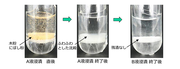 RAT-MP法による模擬天然有機物(木粉・にぼし混合物)の除去の図